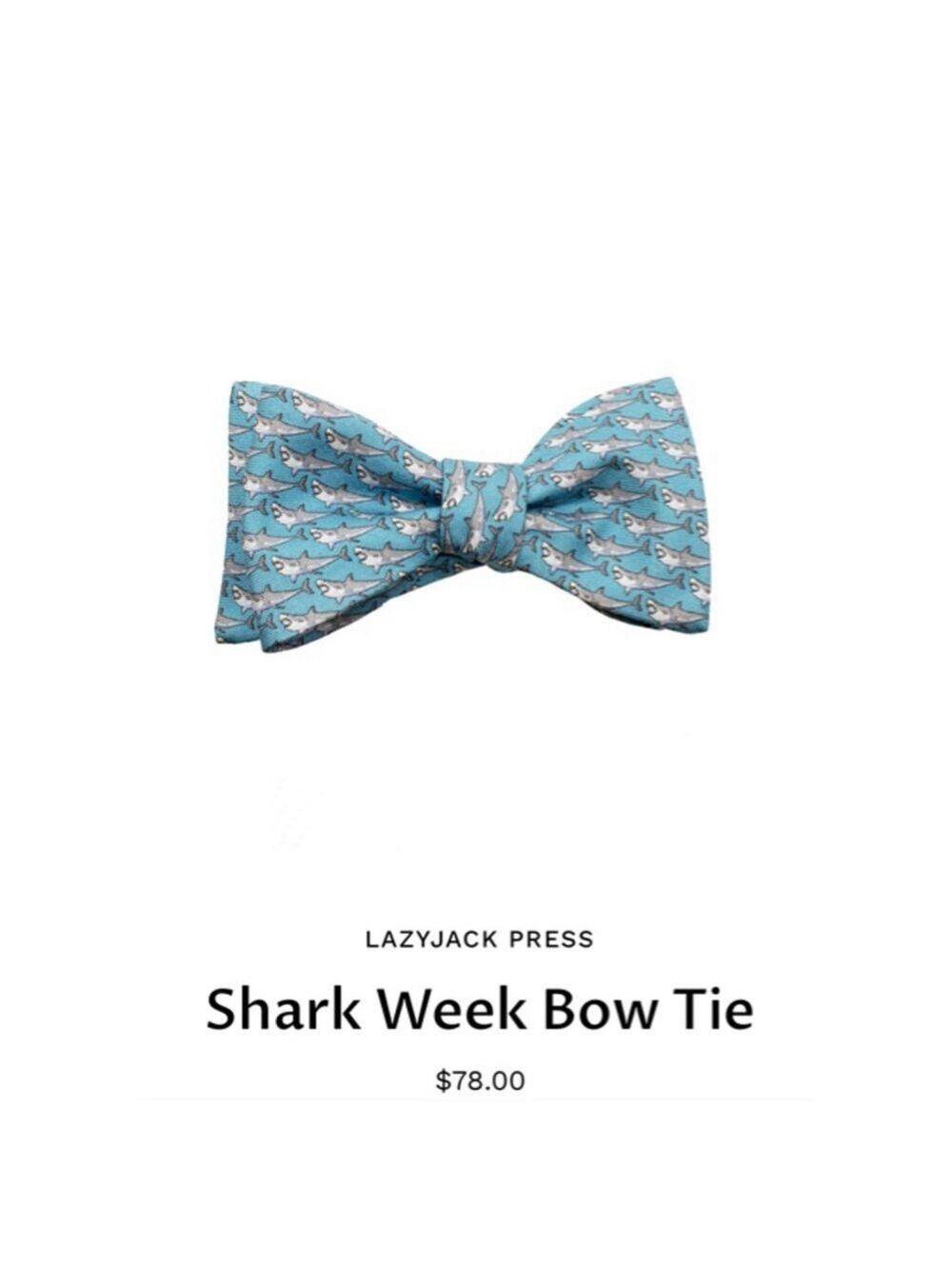 LAZYJACK Press NWT | Shark Week Bow Tie | One Size Blue